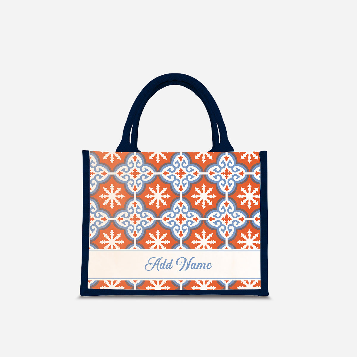 Moroccan Series Half Lining Small Jute Bag - Cherqi Navy