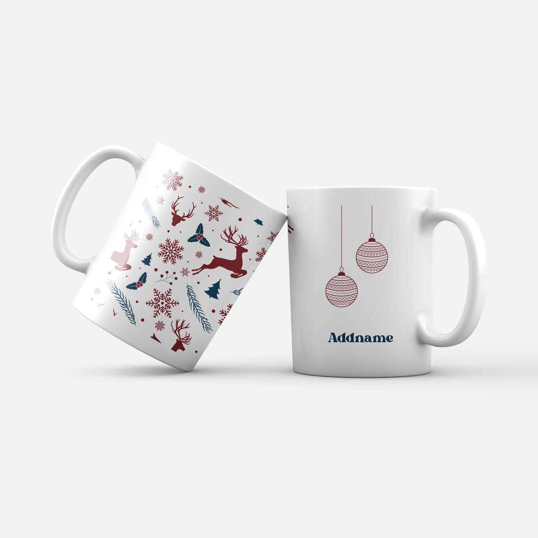 Christmas Series Mugs - Jubilant Reindeers Red