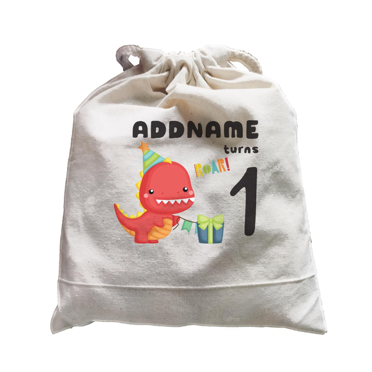 Birthday Dinosaur Happy Red Rex Wearing Party Hat Addname Turns 1 Satchel