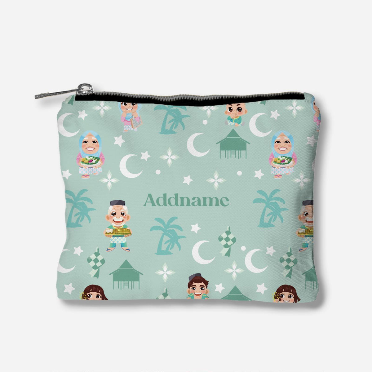Seindah Lebaran Full Print Zipper Pouch - Pastel Green