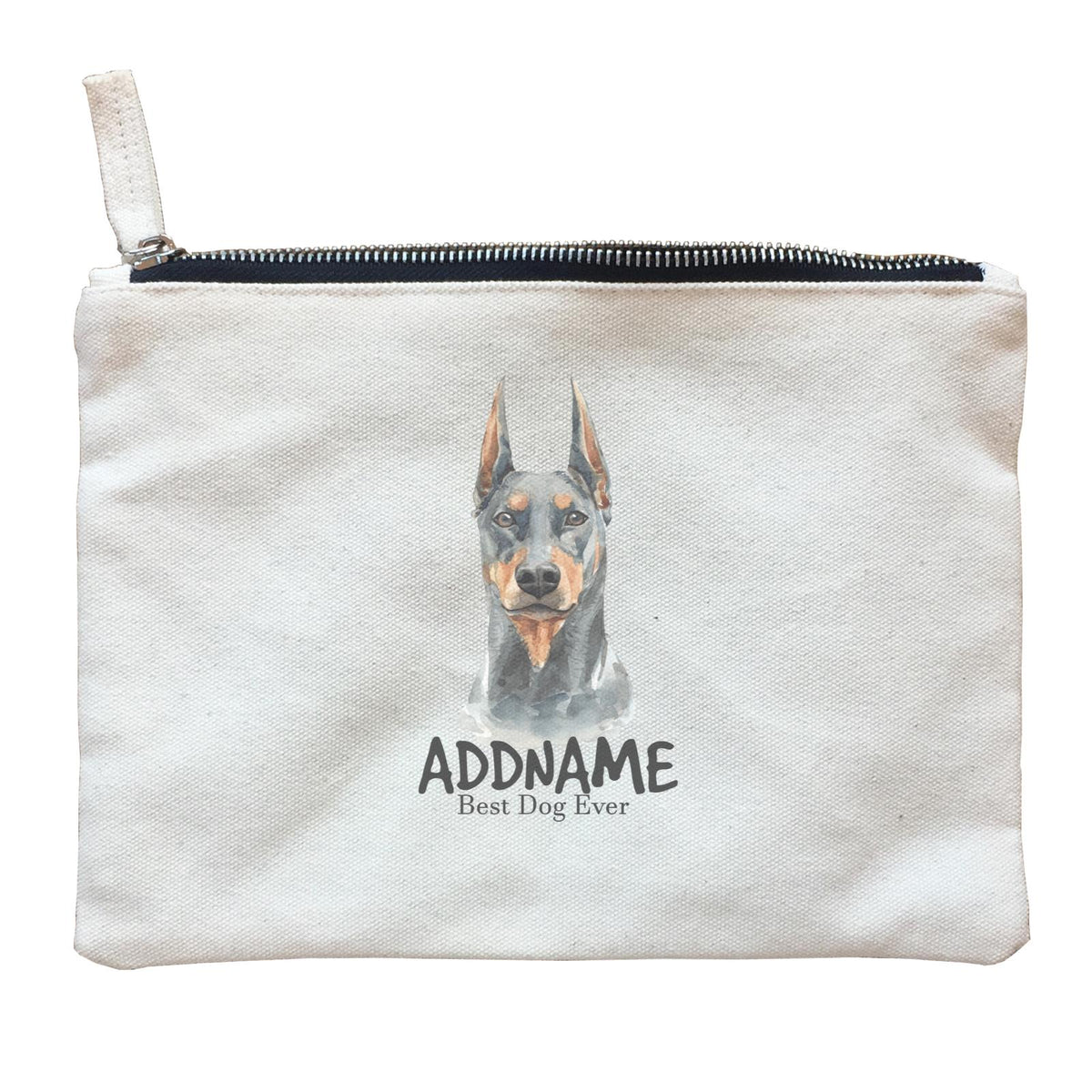 Watercolor Dog Doberman Pinscher Best Dog Ever Addname Zipper Pouch
