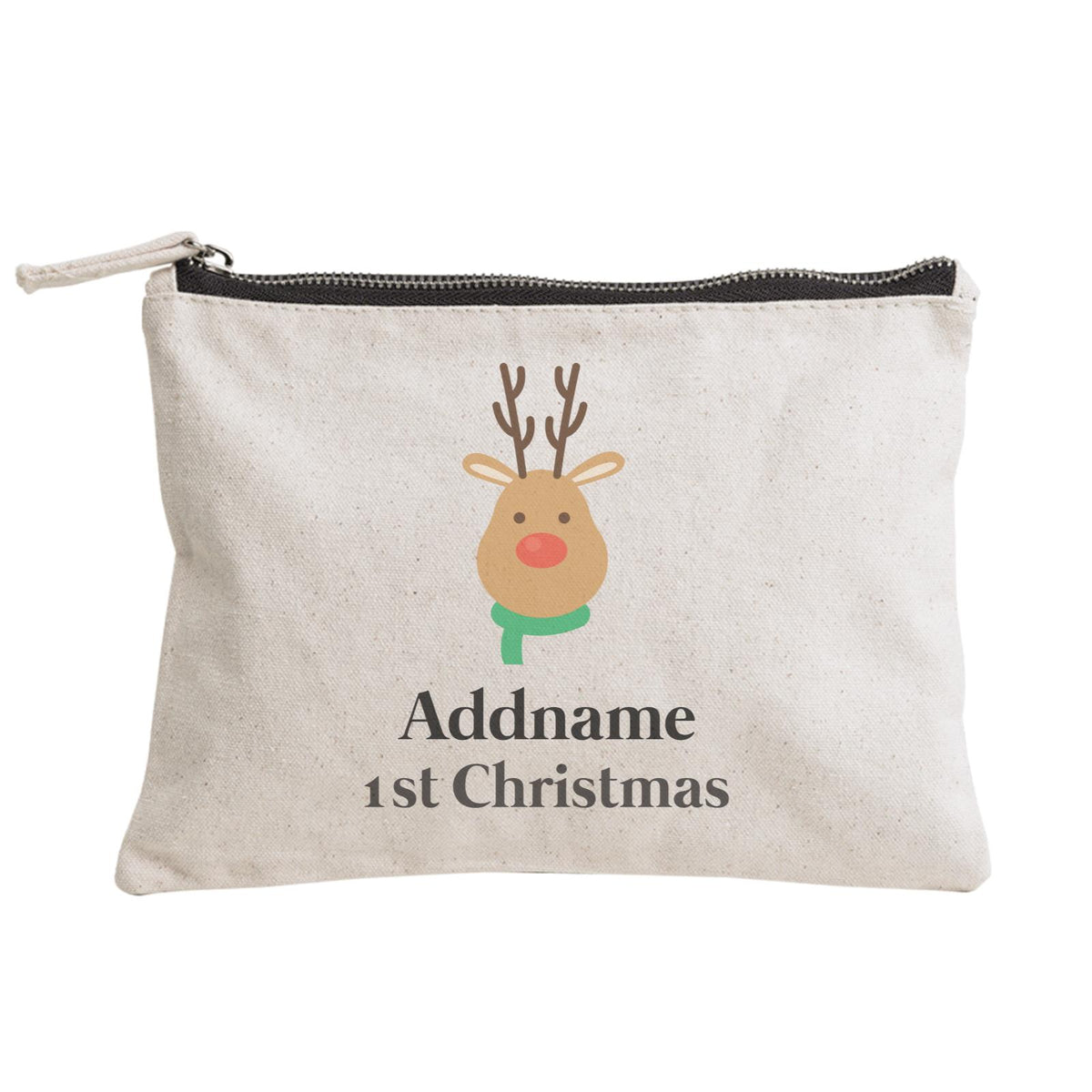 Christmas Series Cute Simple Reindeer 1st Christmas Zipper Pouch