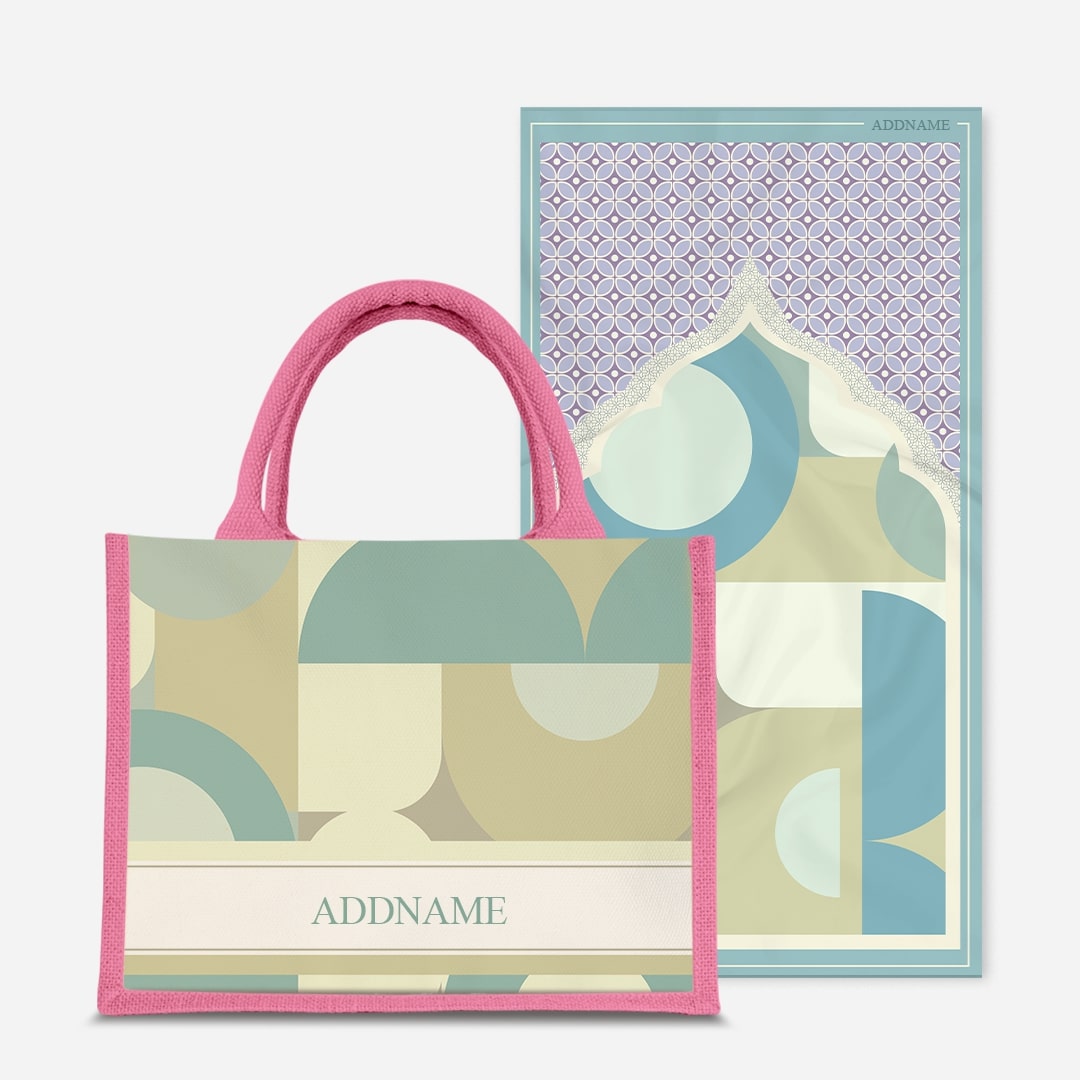 Ryn Series Prayer Mat with Half Lining Small Jute Bag-Pandan