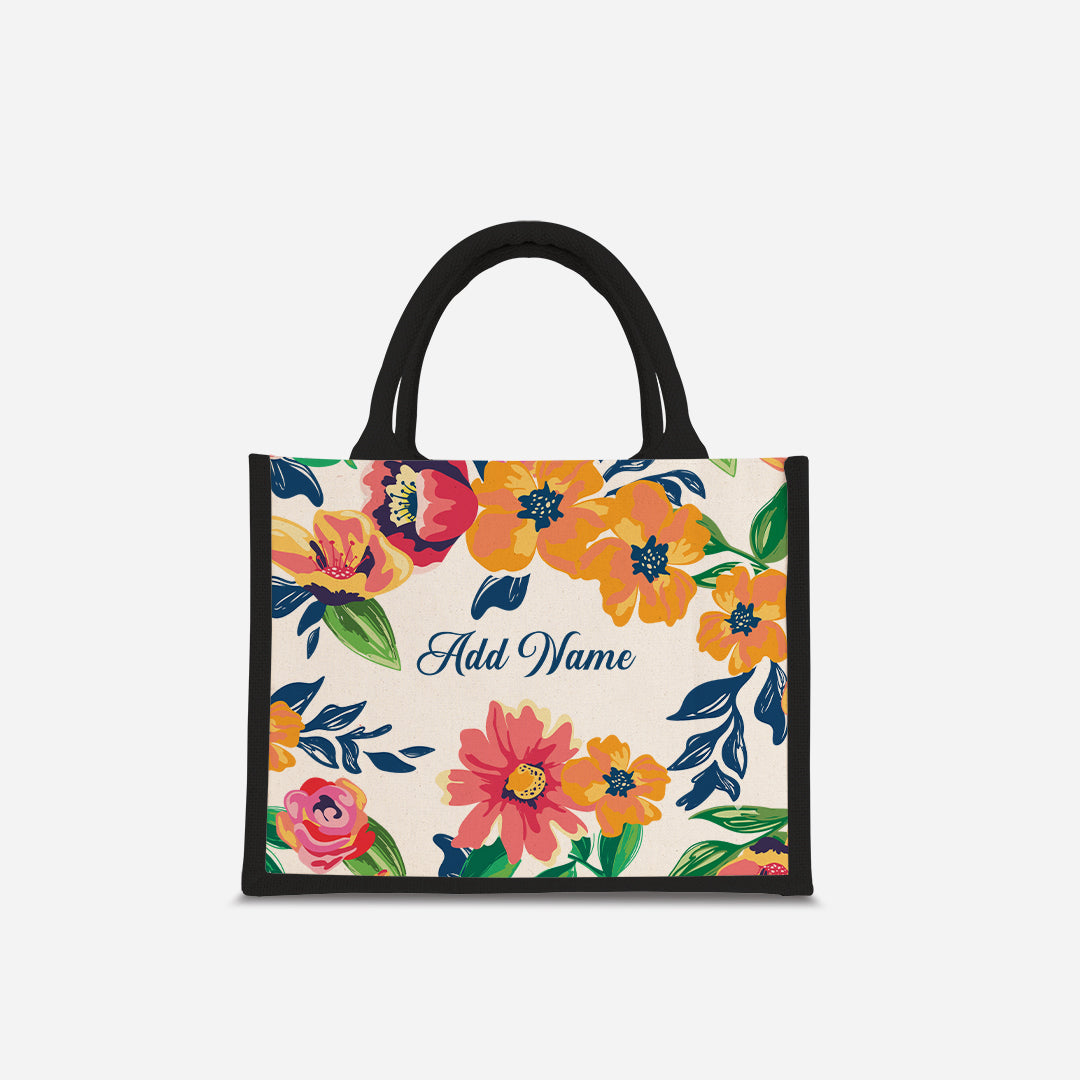 Deborah Series Half Lining Small Jute Bag - Celeste Black