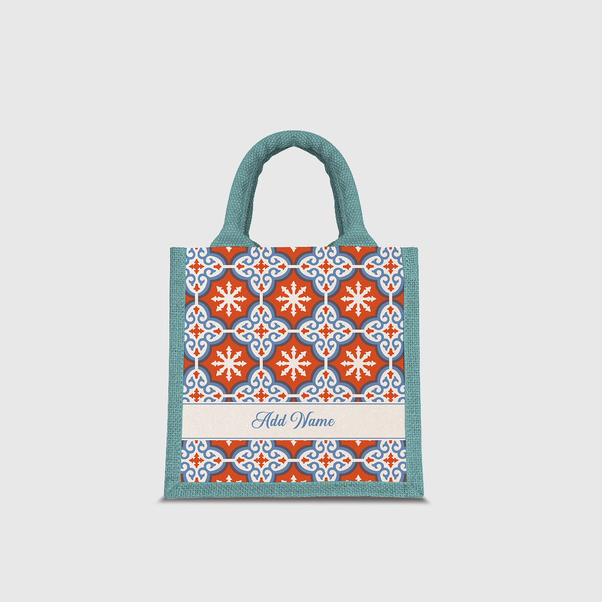Moroccan Series Half Lining Lunch Bag - Cherqi Light Blue