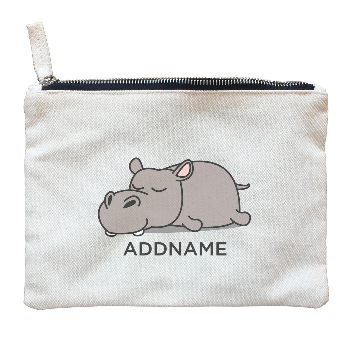 Lazy Hippopotamus Addname Zipper Pouch
