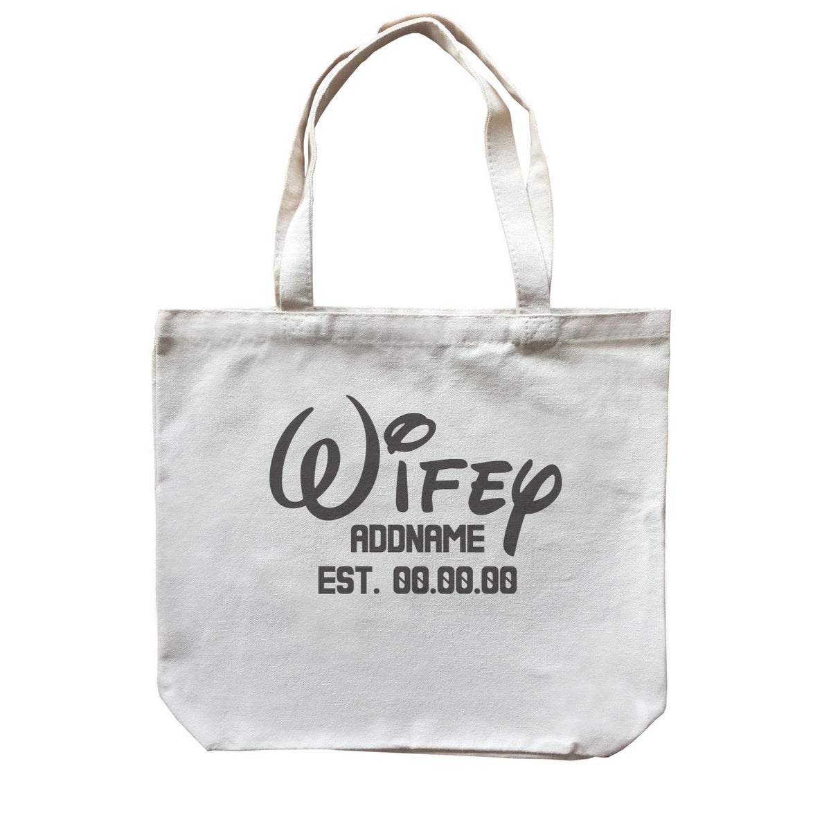 Husband and Wife Wifey Addname With Date Canvas Bag