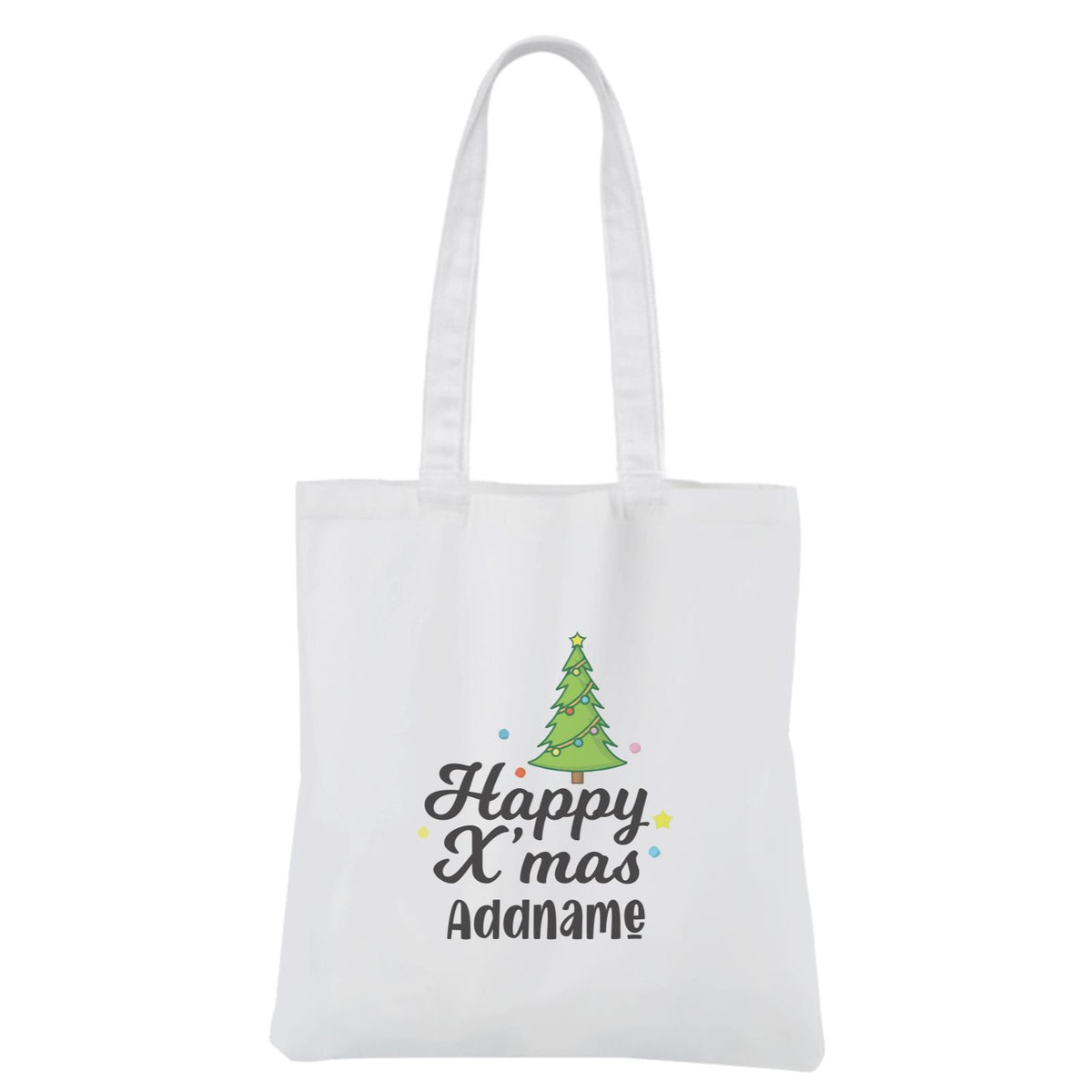Christmas Series Christmas Tree Happy X'mas White Canvas Bag