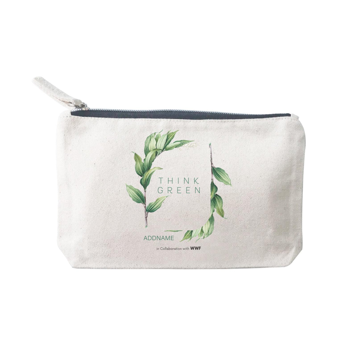 Think Green Watercolour Branches Addname Mini Accessories Stationery Pouch 2