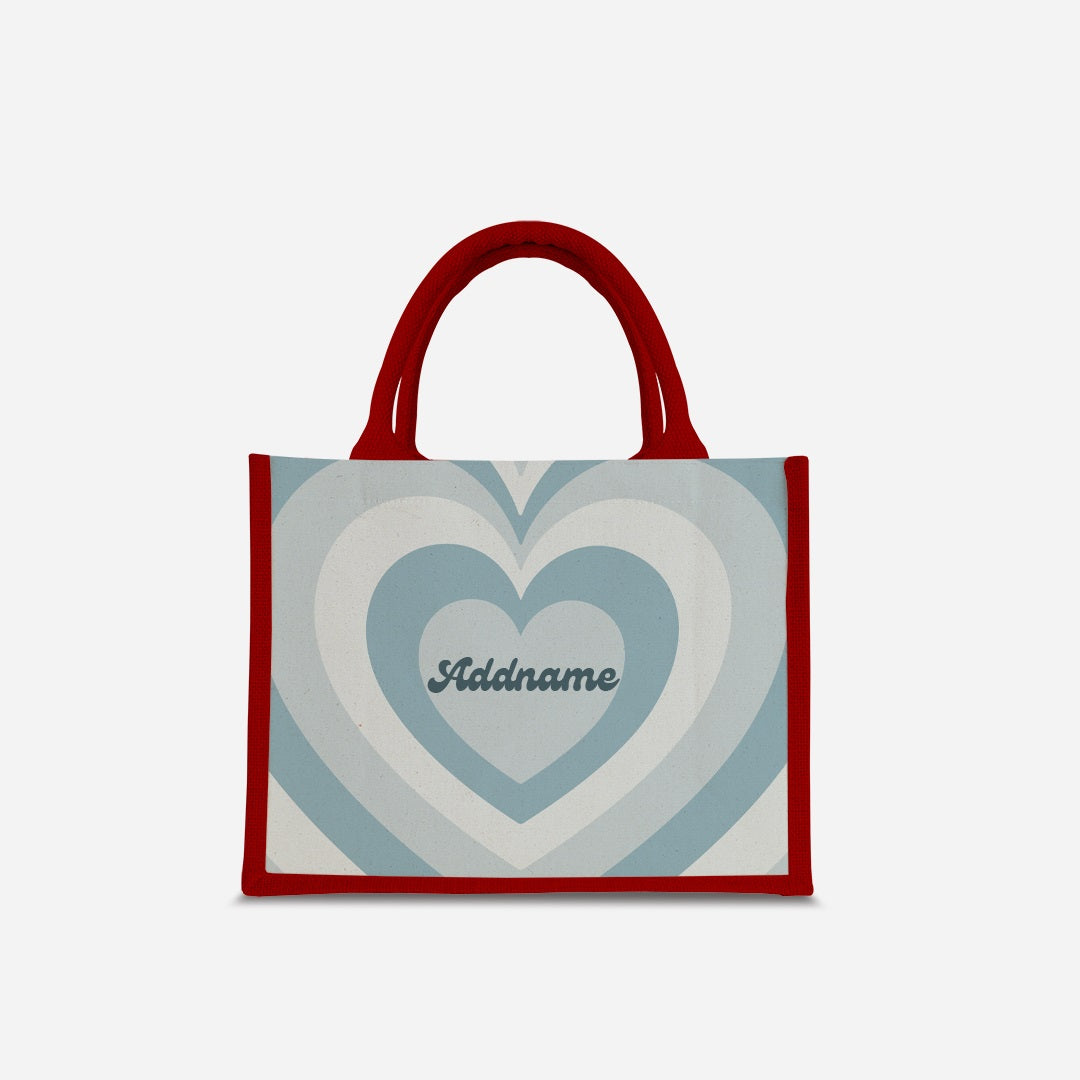 Affection Series Half Lining Small Jute Bag - Bubbles Red