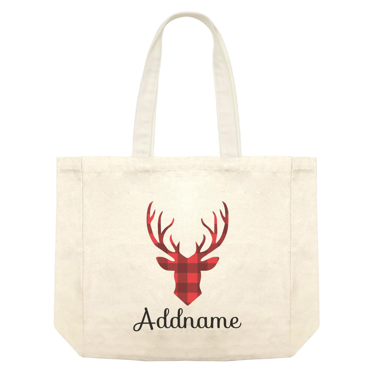 Christmas SeriesReindeer Silhouette Check Pattern Shopping Bag