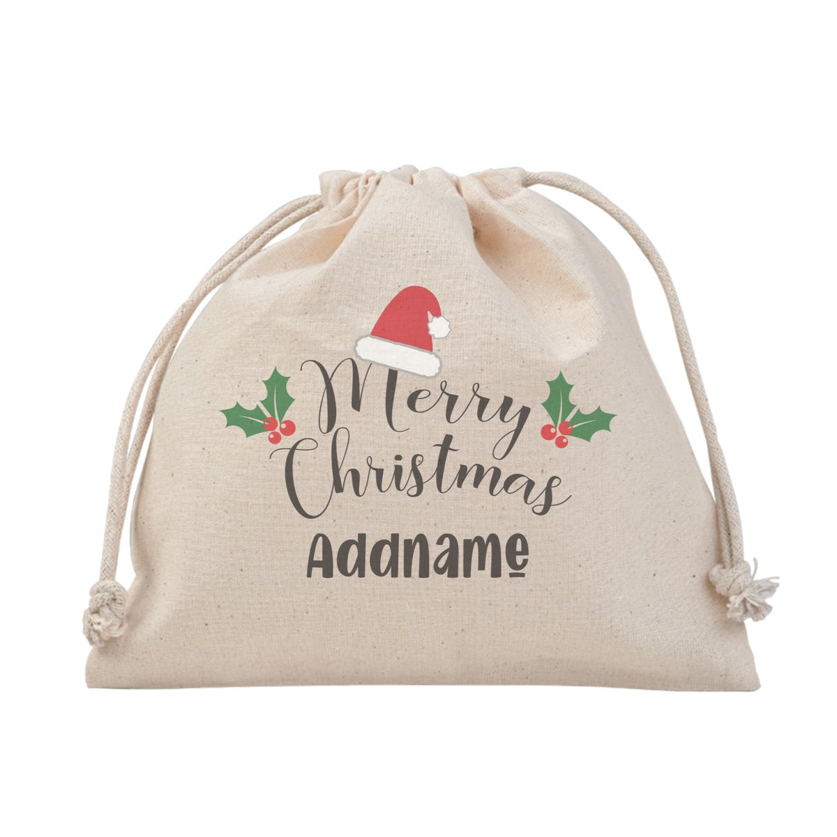 Christmas Series Merry Christmas with Santa Hat and Holly Satchel