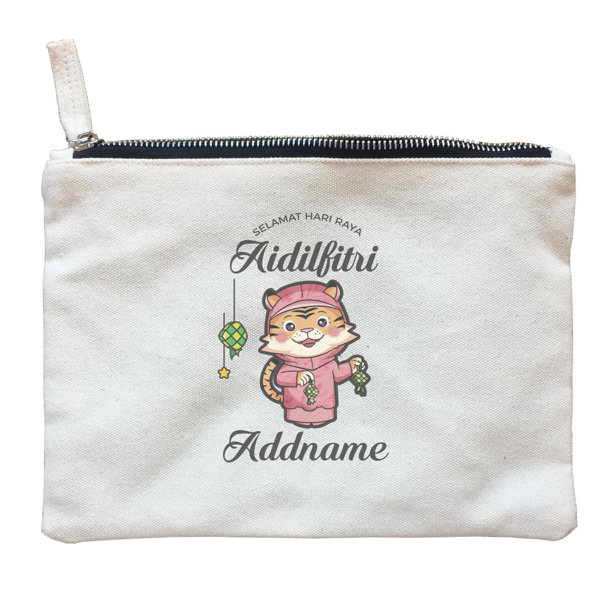 Raya Cute Animals Mama Tiger Wishes Selamat Hari Raya Aidilfitri Zipper Pouch