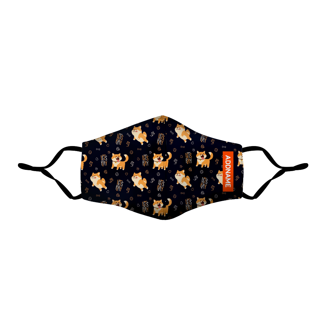 Cute Energetic Shiba Inu Fitted Fabric Mask