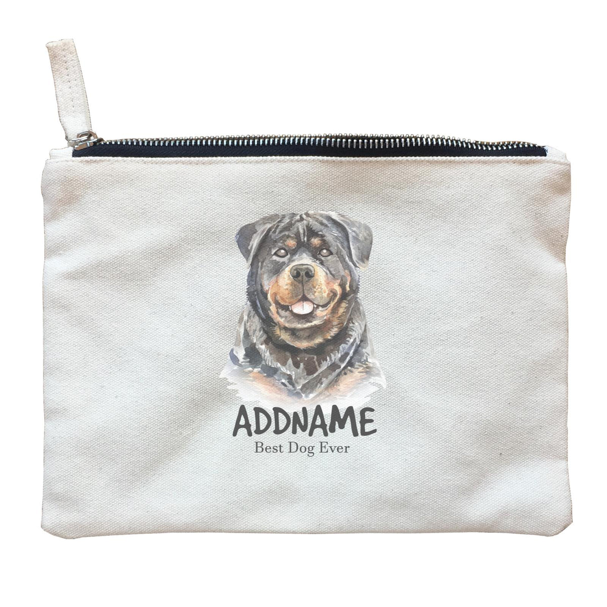 Watercolor Dog Rottweiler Dog Best Dog Ever Addname Zipper Pouch