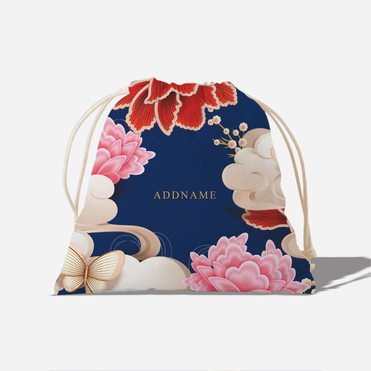 Endless Flourish Series - Blue Full Print Satchel With English Personalization