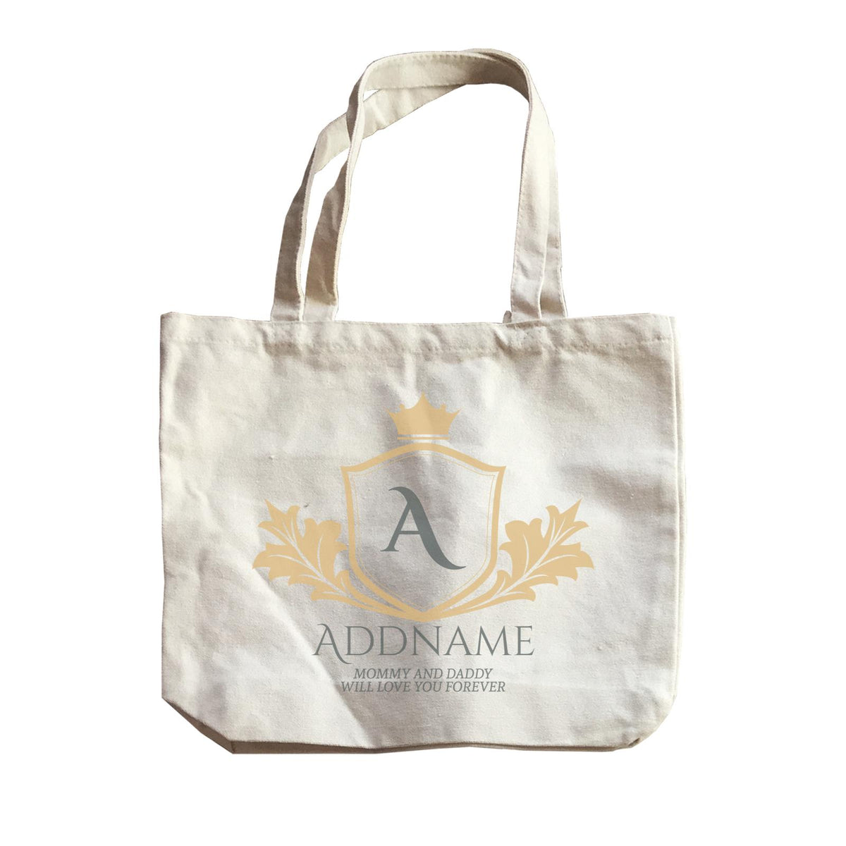 Royal Emblem Logo with Crown Personalizable with Initial Name and Text Canvas Bag