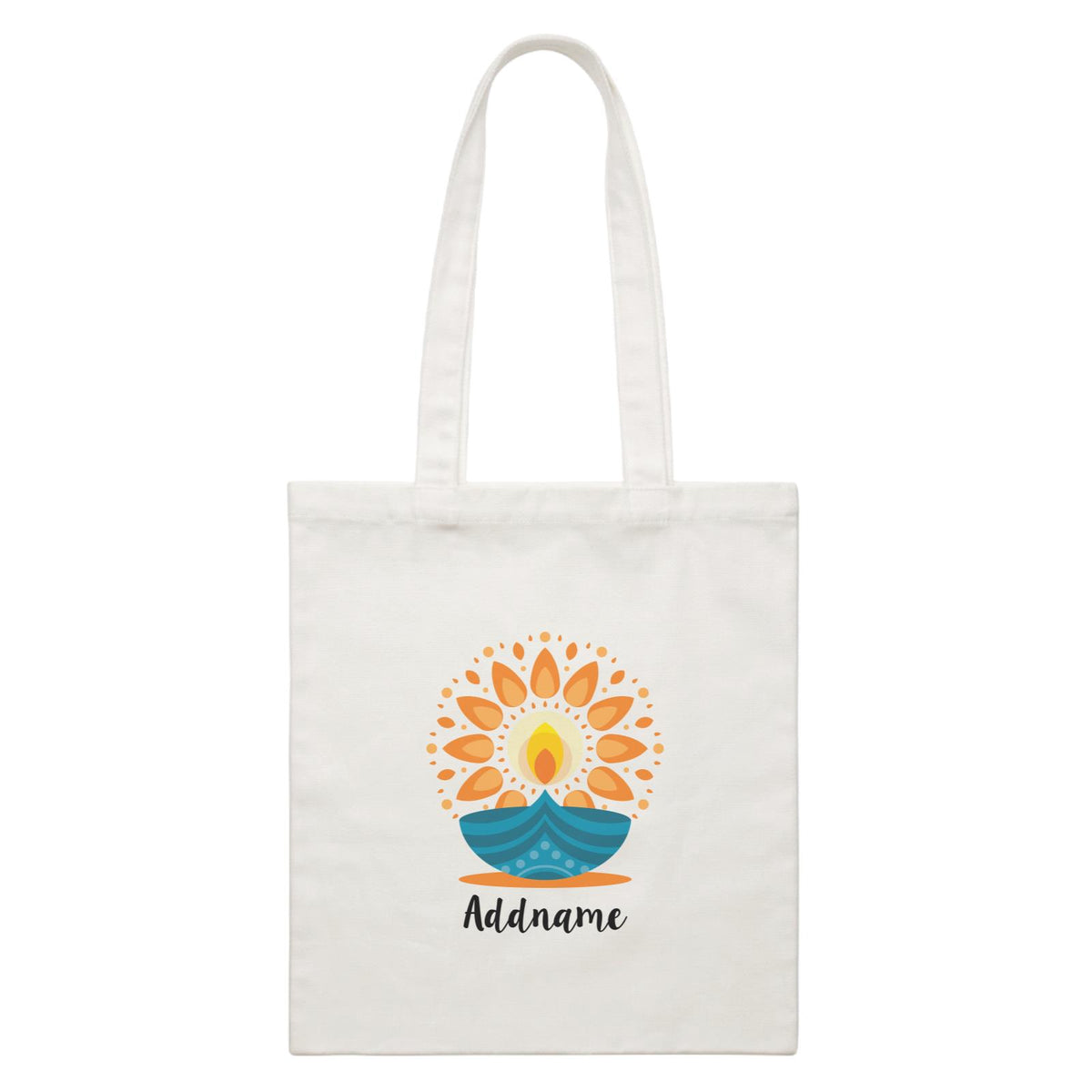 Deepavali Cute Diyas Mandala Addname White Canvas Bag