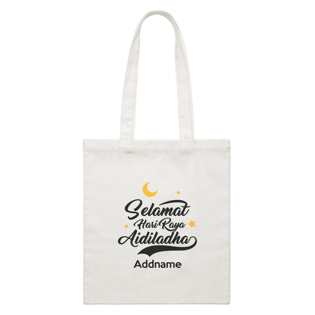 Raya Typography Selamat Hari Raya Aidiladha Addname White White Canvas Bag