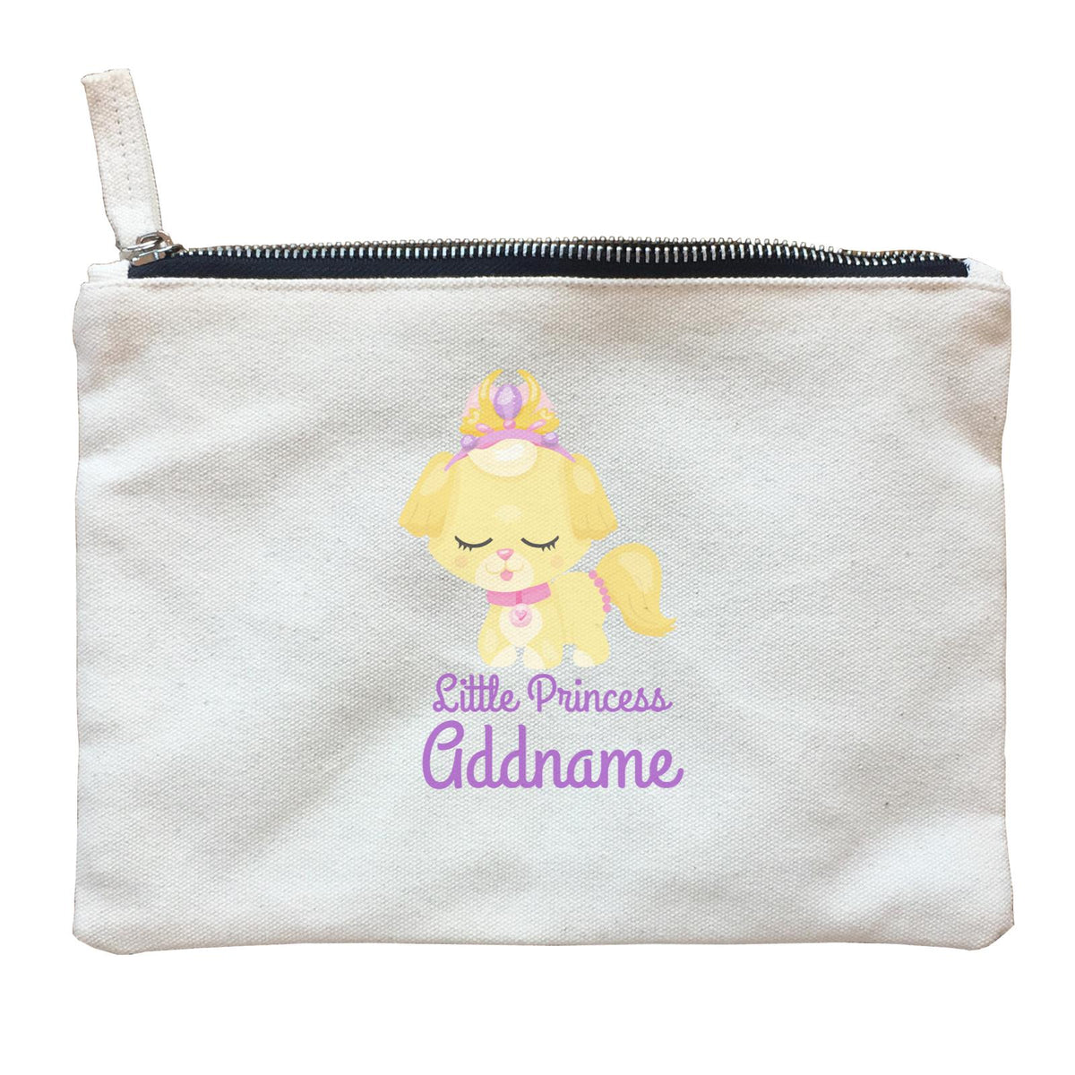 Little Princess Pets Yellow Dog with Crown Addname Zipper Pouch