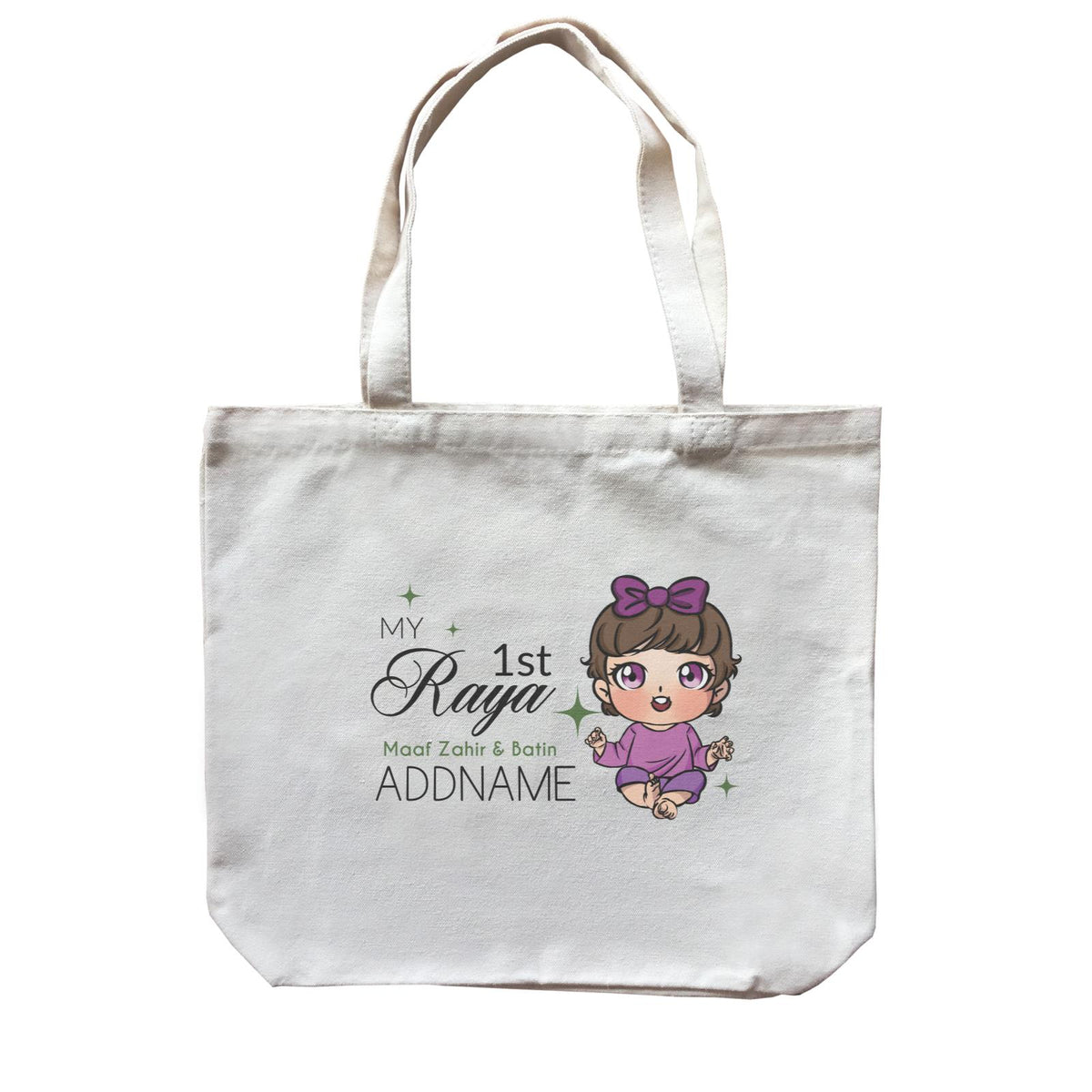 Raya Chibi Baby Baby Girl My 1st Raya Maaf Zahir & Batin Addname Accessories Canvas Bag