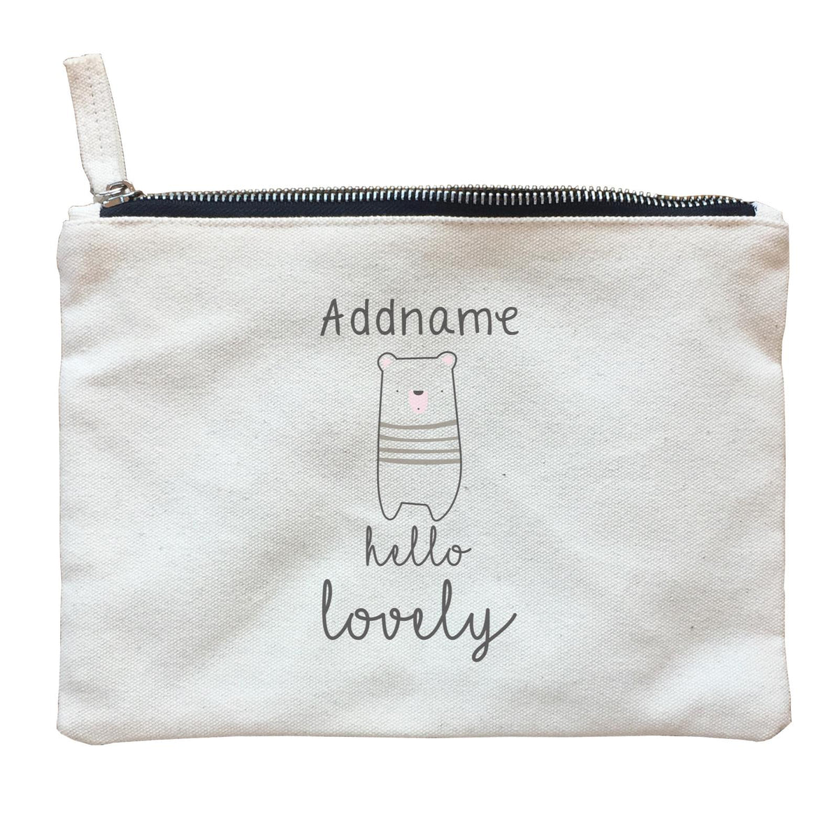 Cute Animals and Friends Series 2 Bear Addname Hello Lovely Zipper Pouch