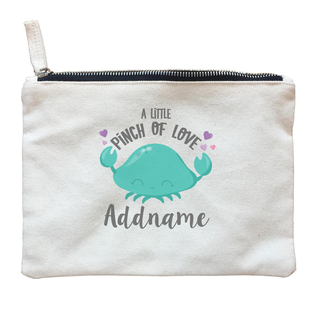 Cute Sea Animals A Little Pinch Of Love Crab Addname Zipper Pouch
