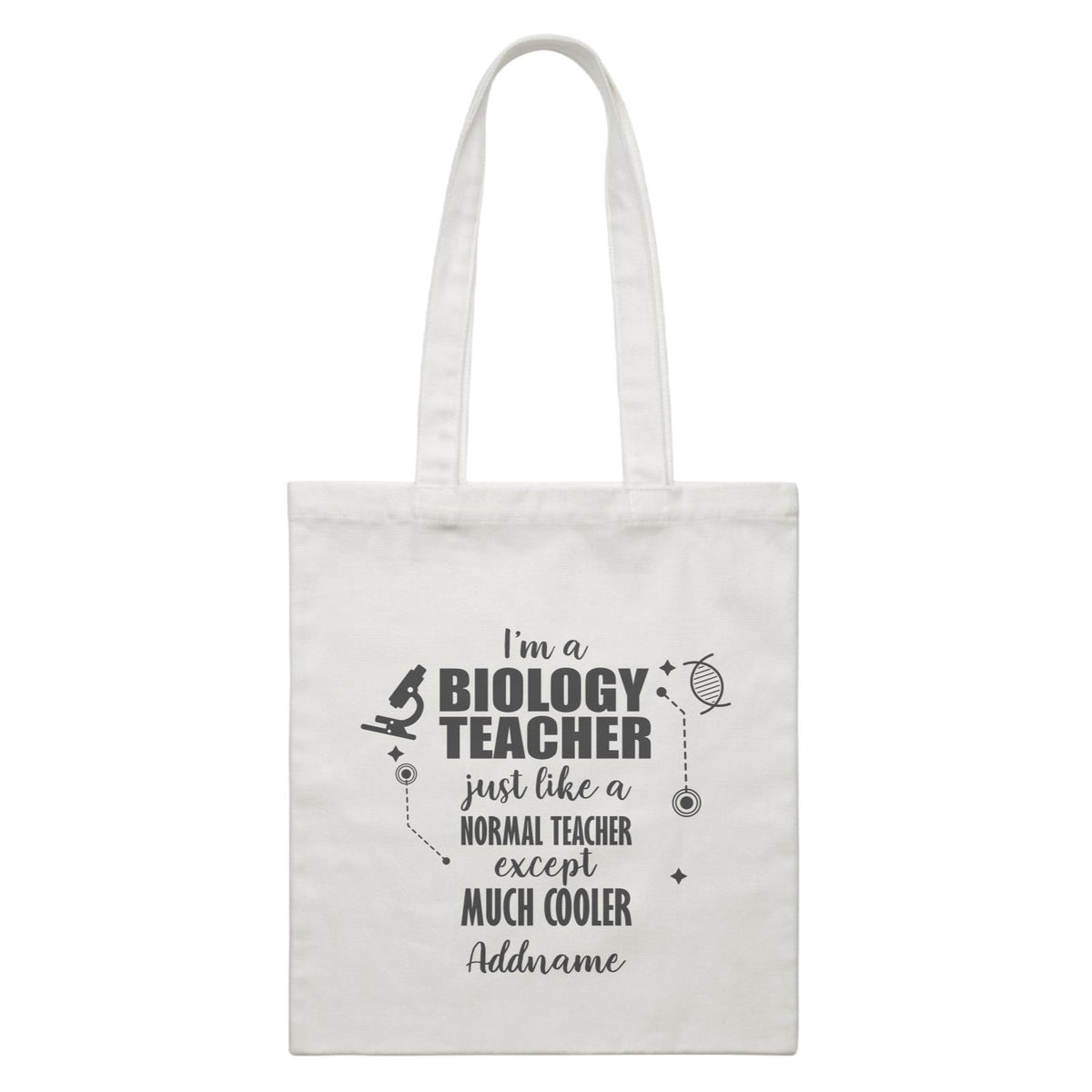 Subject Teachers 2 I'm A Biology Teacher Addname White Canvas Bag