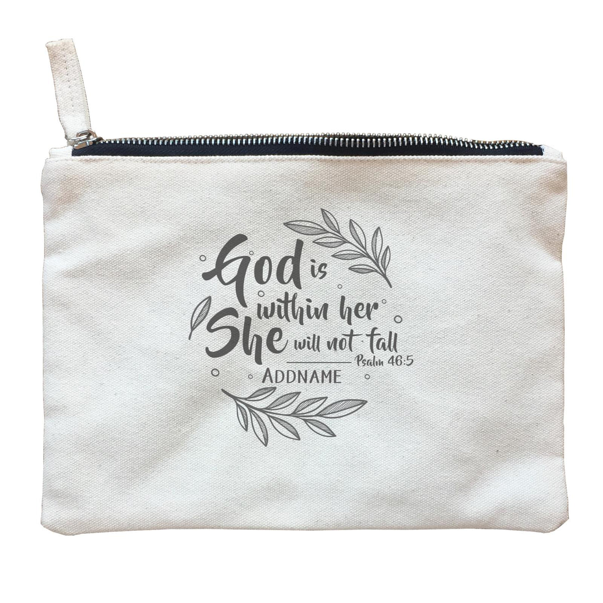 Christian For Her God is WIthin Her She Will Not Fall Psalm 46.5 Addname Zipper Pouch