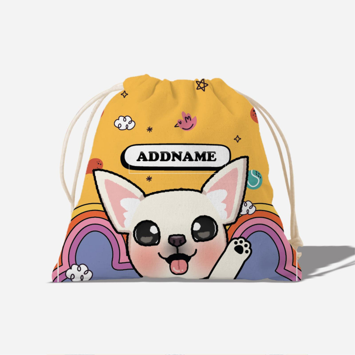 Paw Print Series Full Print Satchel - White Chihuahua