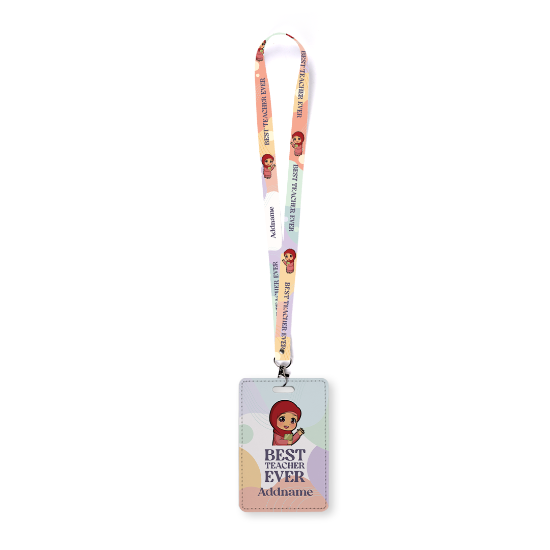 Chibi Best Teacher Ever Pastel Melody - Lanyard and Cardholder