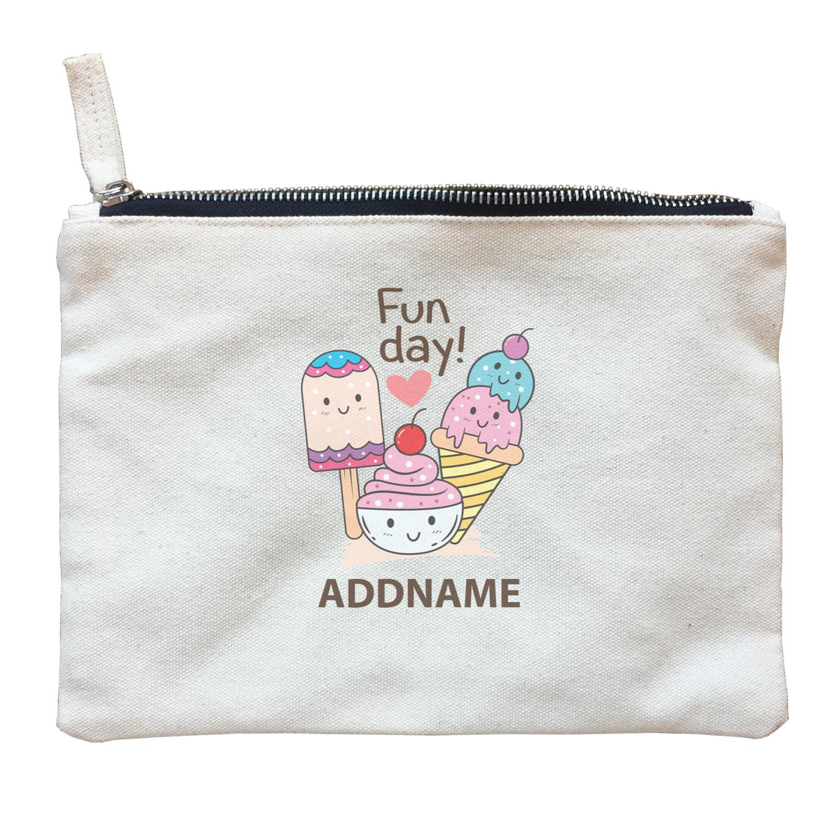 Cool Cute Foods Fun Day Ice Cream Addname Zipper Pouch