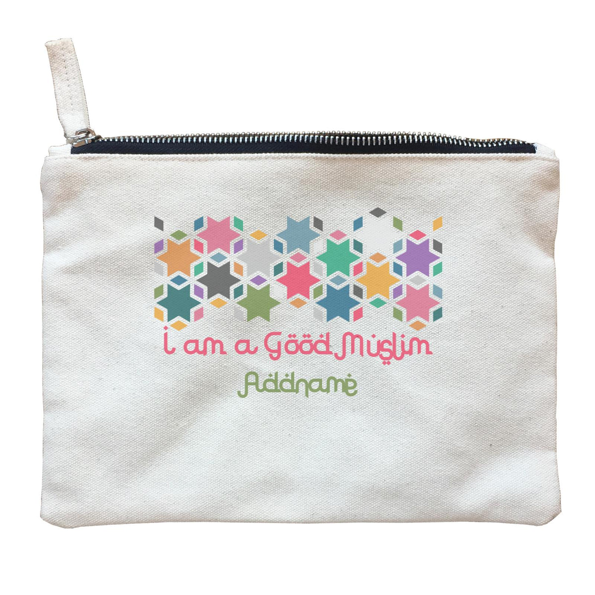 I Am a Good Muslim Star Motifs Addname Zipper Pouch