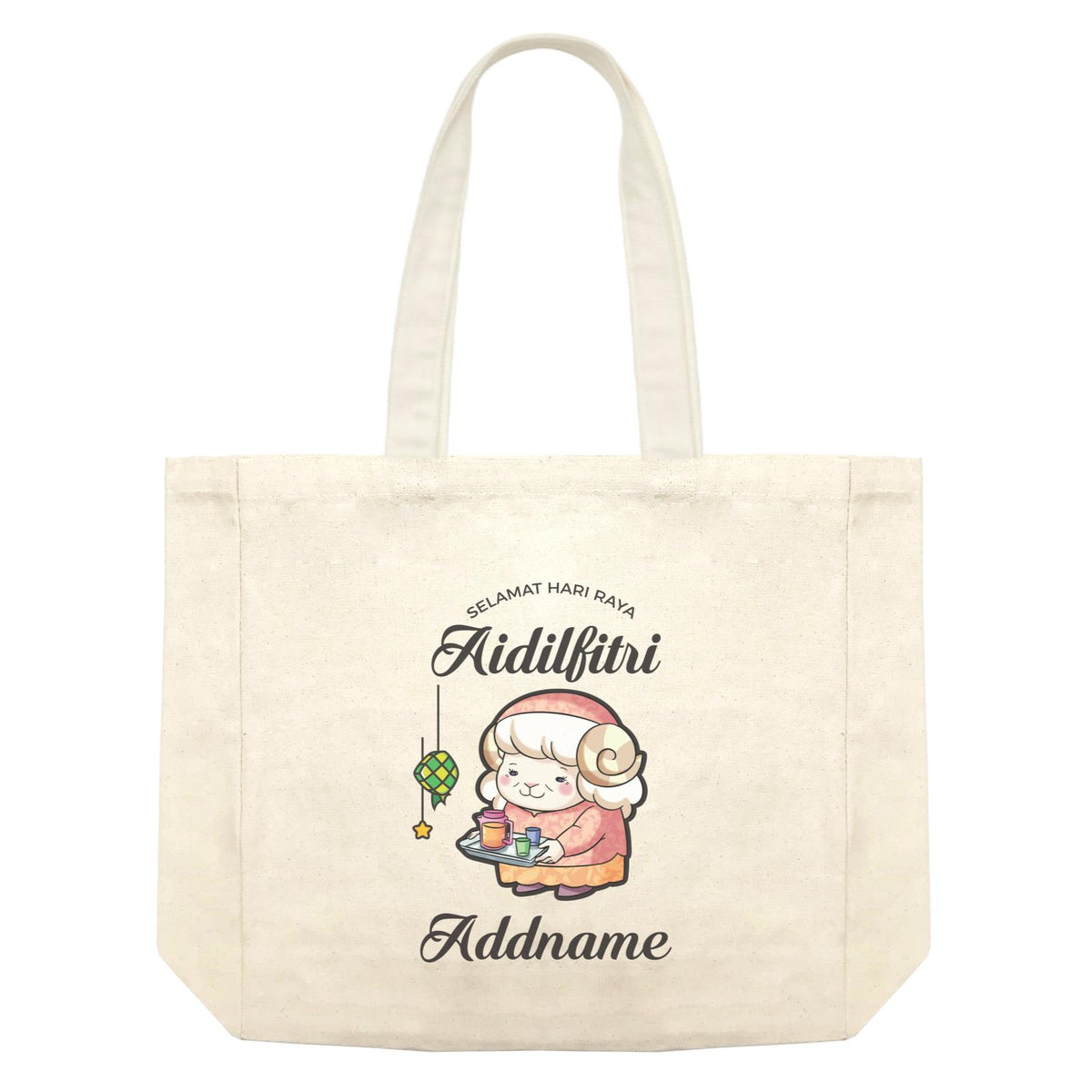 Raya Cute Animals Grandma Sheep Wishes Selamat Hari Raya Aidilfitri Shopping Bag