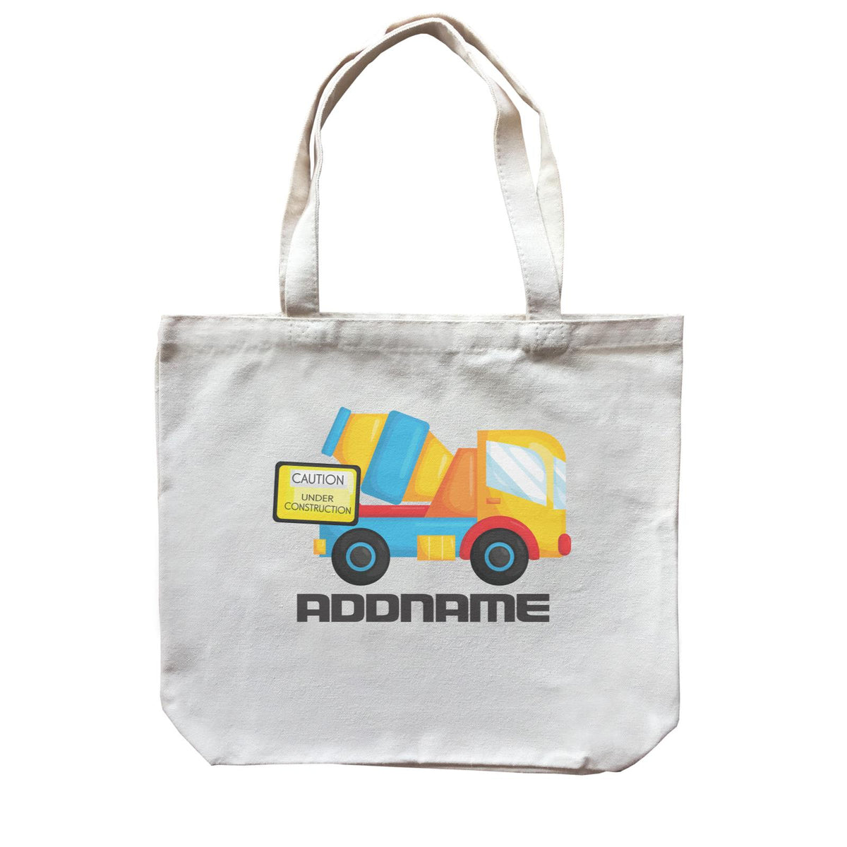 Birthday Construction Cement Mixer Addname Canvas Bag