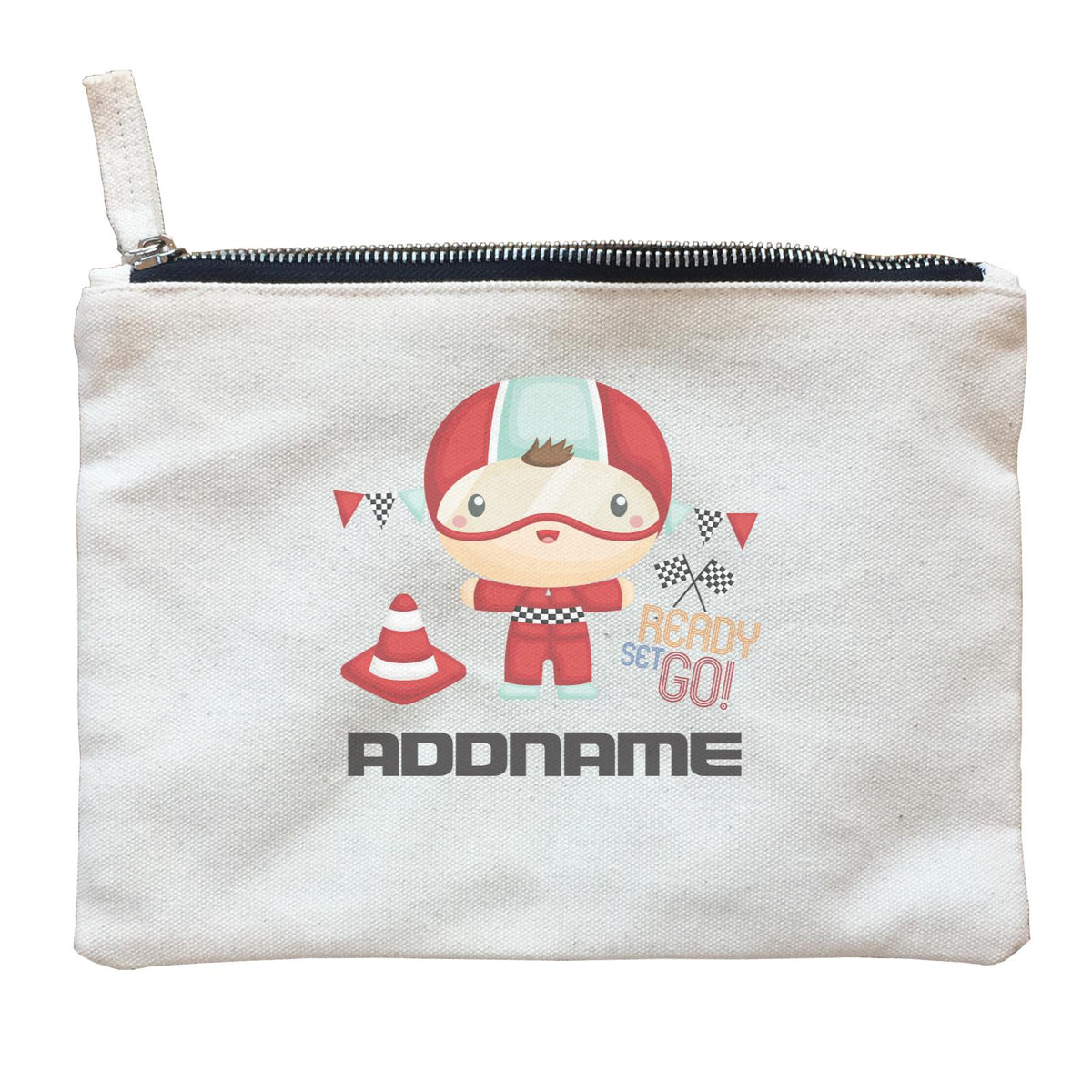 Birthday Cars Race Racer Boy Ready Set Go Addname Zipper Pouch