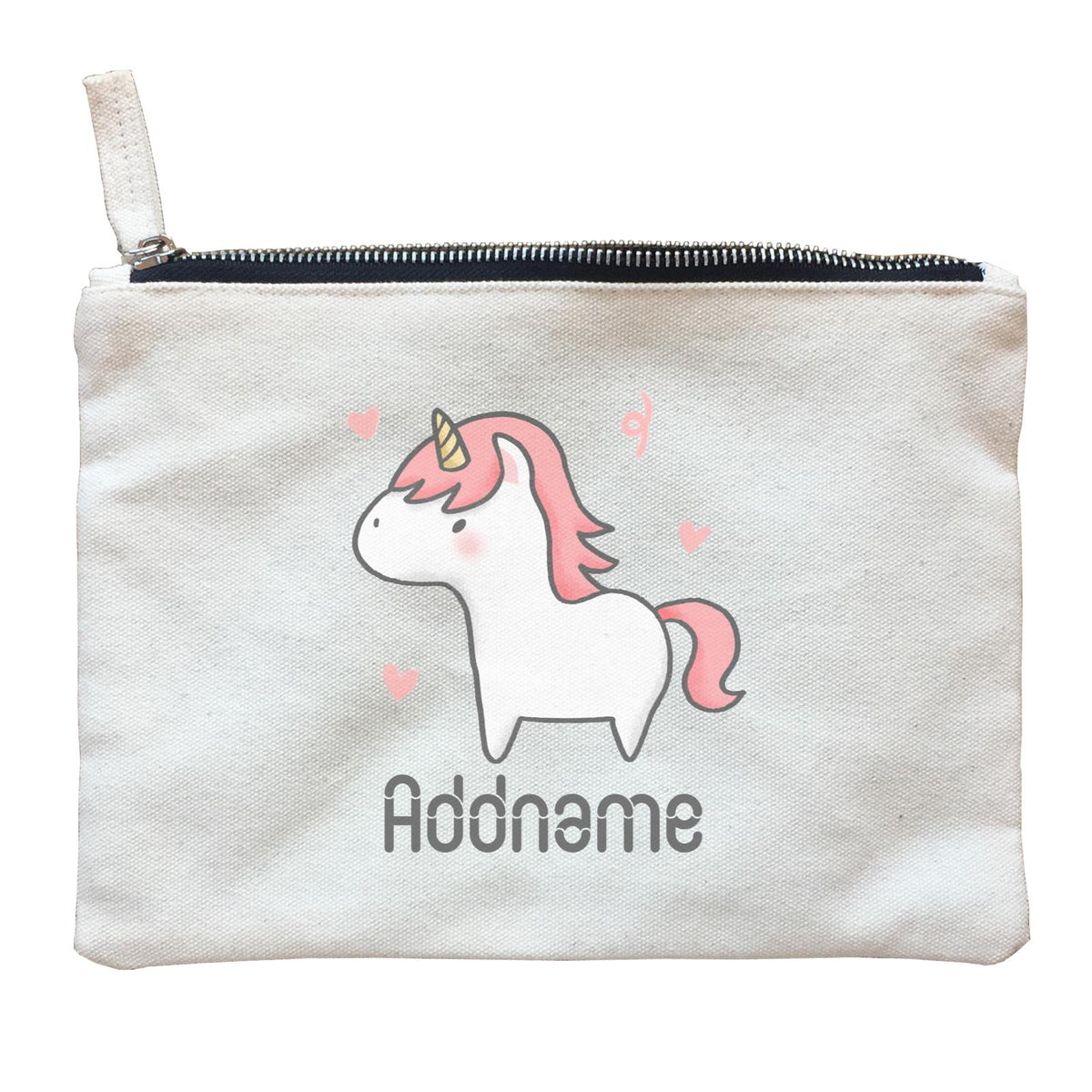 Cute Hand Drawn Style Unicorn Addname Zipper Pouch