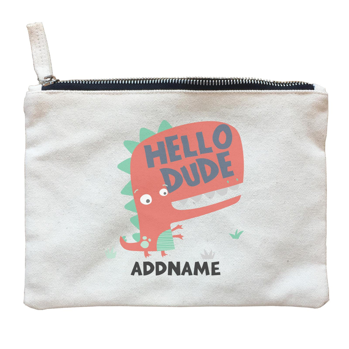 Hello Dude Dinosaur Addname Bag Zipper Pouch