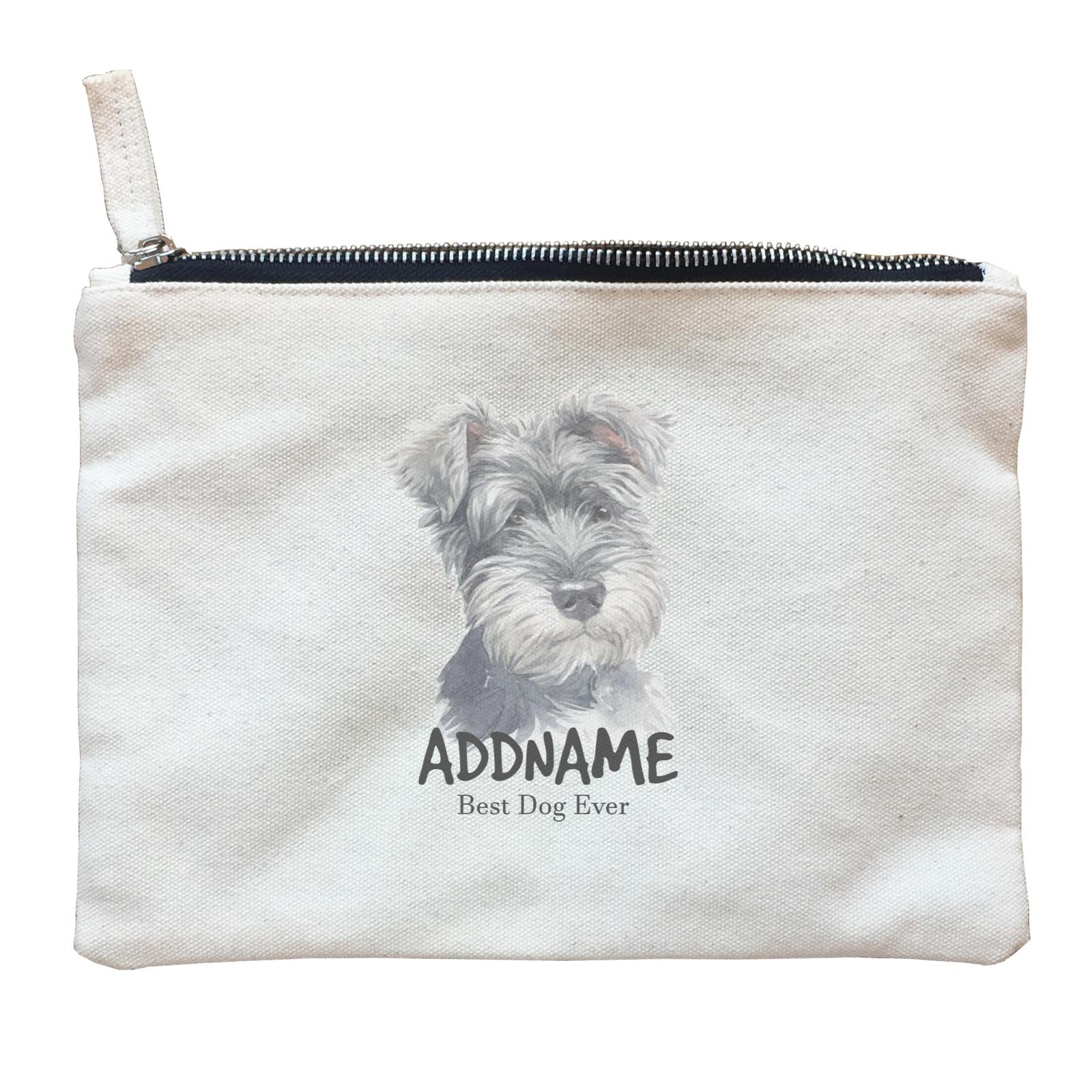 Watercolor Dog Schnauzer Best Dog Ever Addname Zipper Pouch