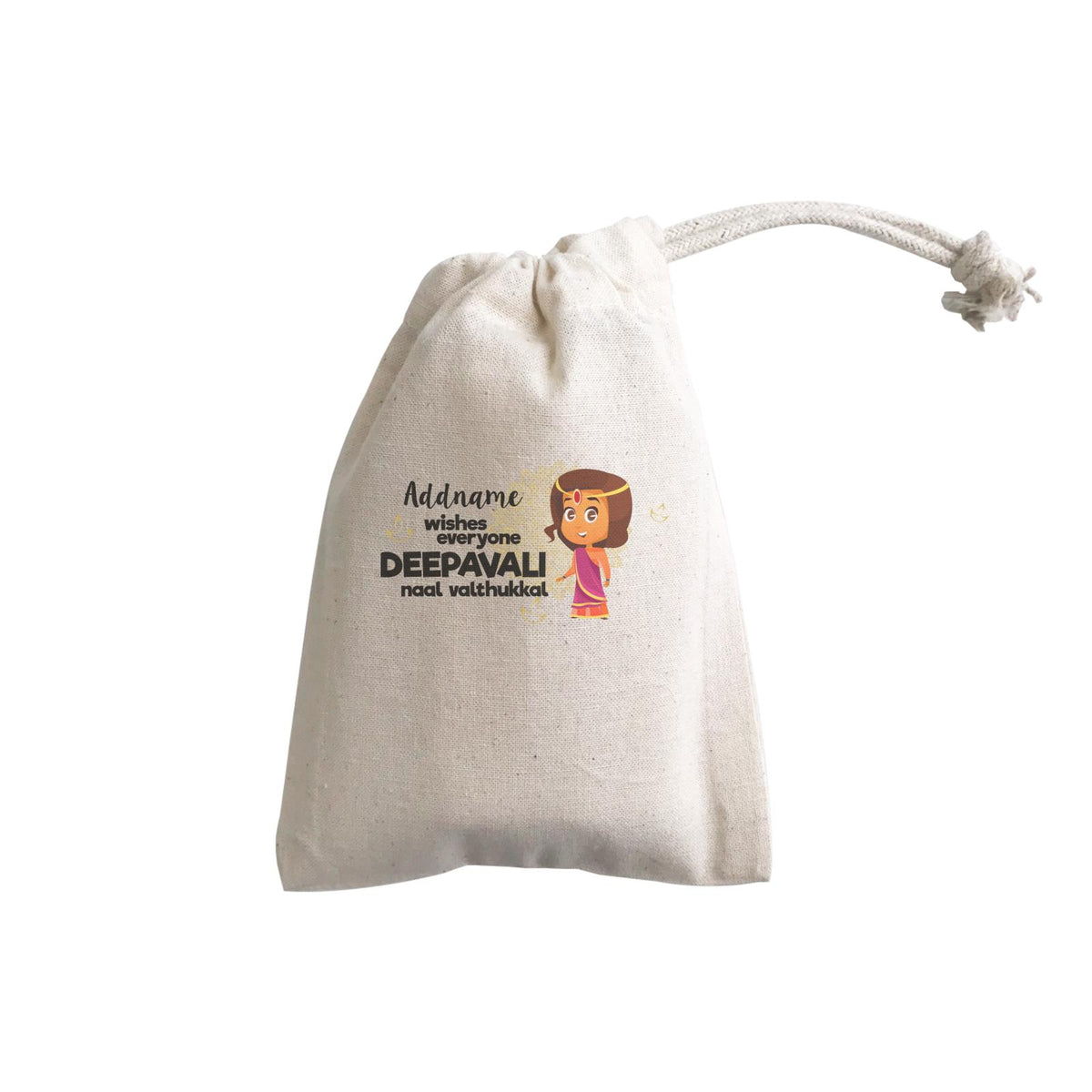 Cute Girl Wishes Everyone Deepavali Addname GP Gift Pouch