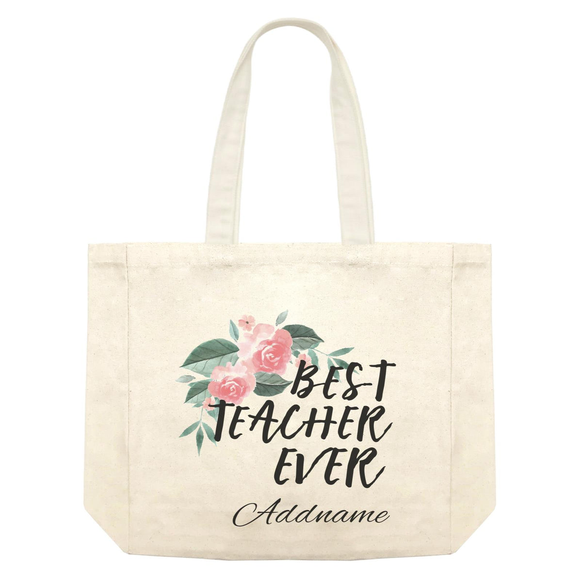 Great Teachers Watercolour Flowers Best Teacher Ever Addname Shopping Bag