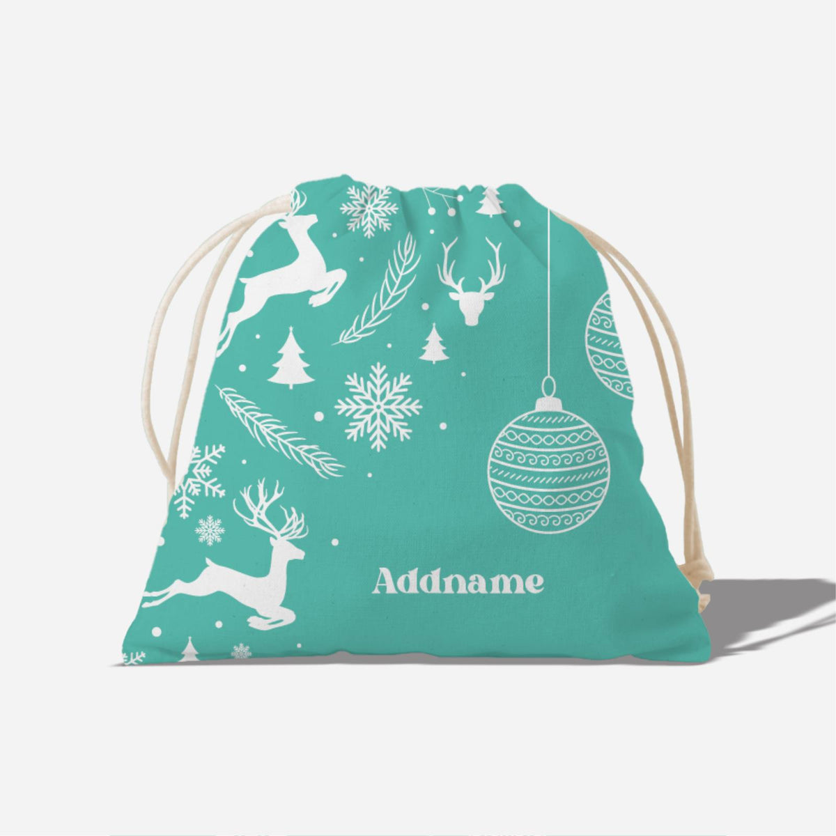 Christmas Series Full Print Satchel - Jubilant Reindeers - Light Blue