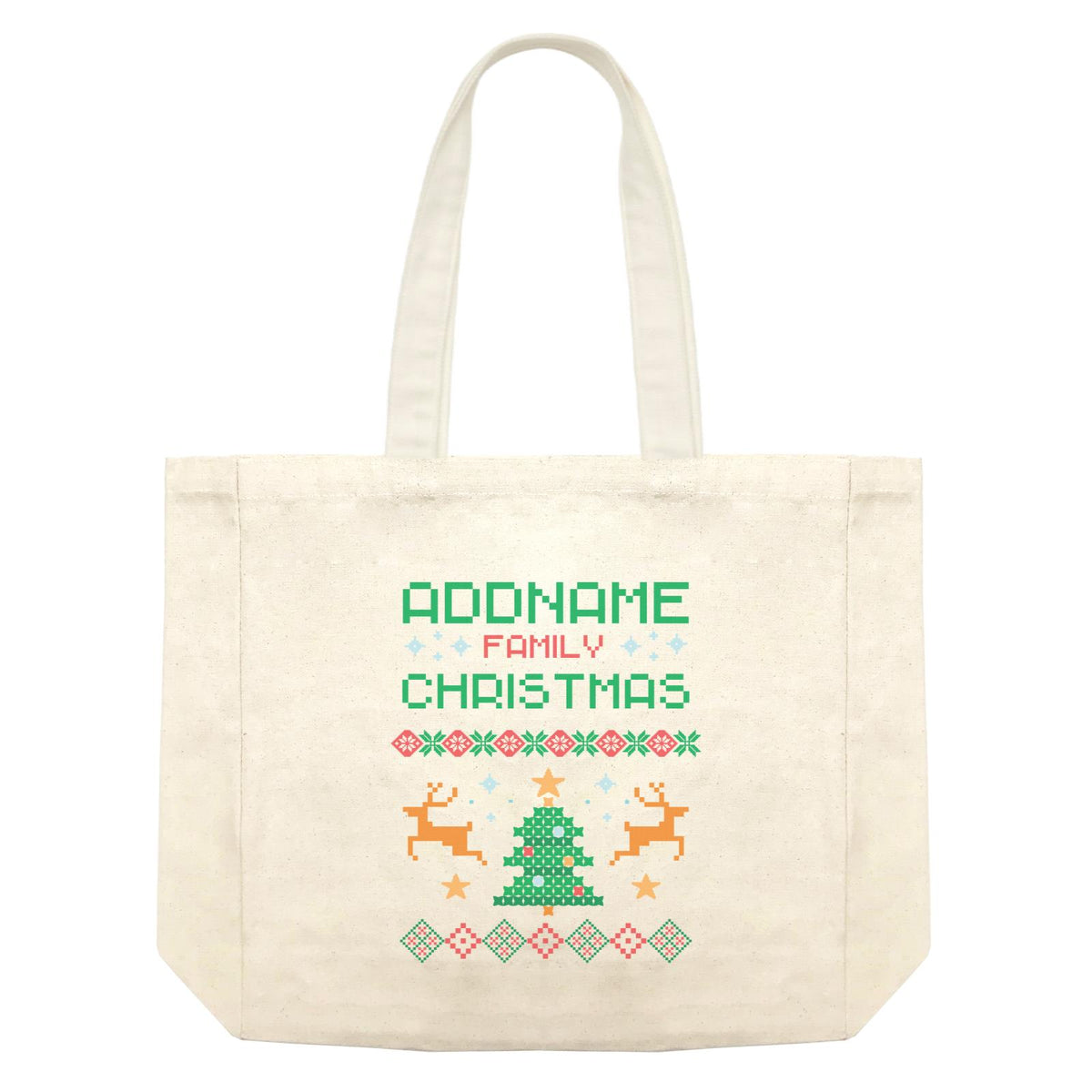 Christmas Series Addname Family Sweater Design Shopping Bag