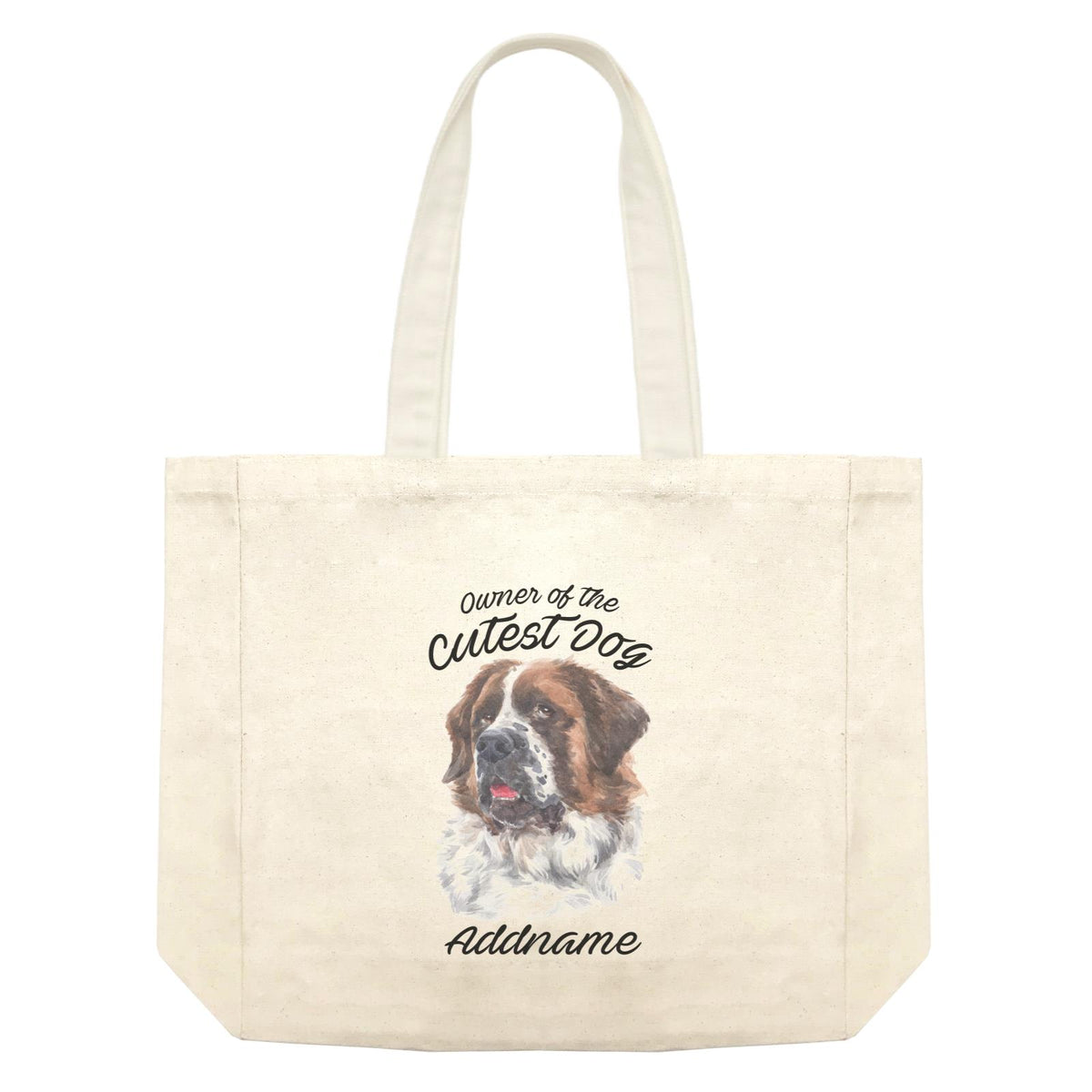 Watercolor Dog Owner Of The Cutest Dog Saint Bernard Addname Shopping Bag