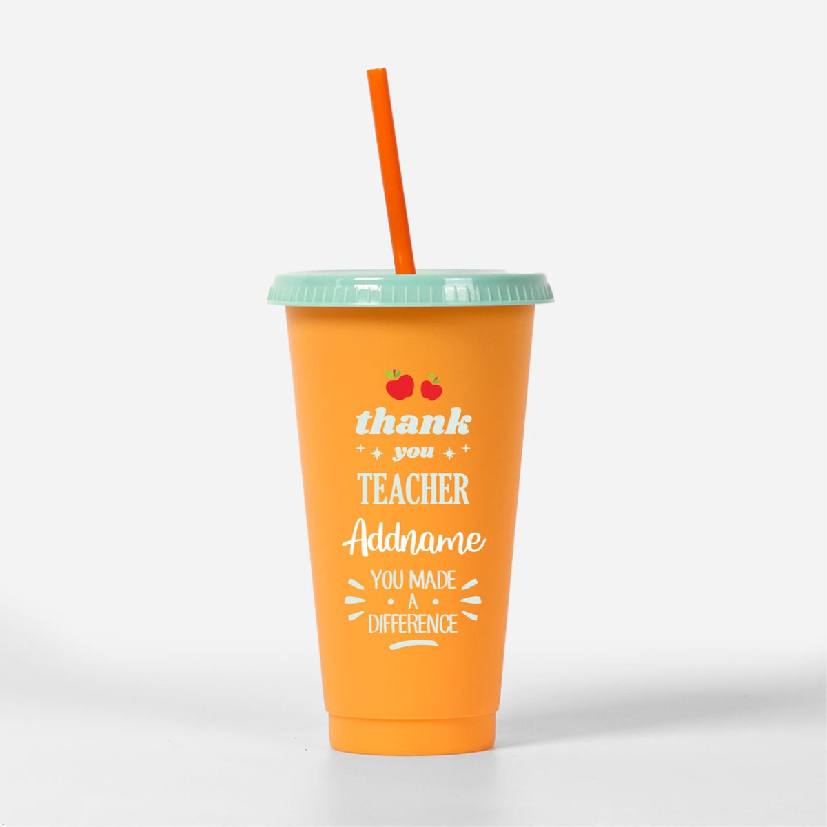 Thank You Teacher Addname You Made A Difference Quote - Orange Kori Cup