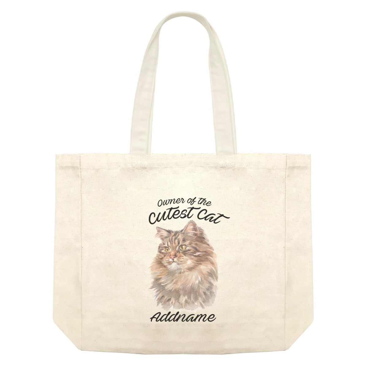 Watercolor Owner Of The Cutest Cat Siberian Cat Brown Addname Shopping Bag