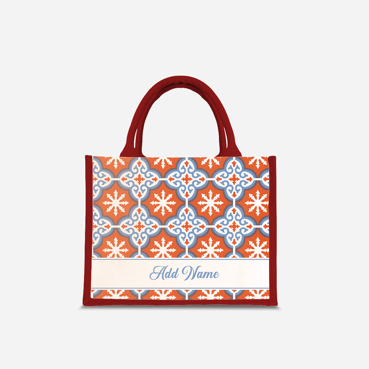 Moroccan Series Half Lining Small Jute Bag - Cherqi Red