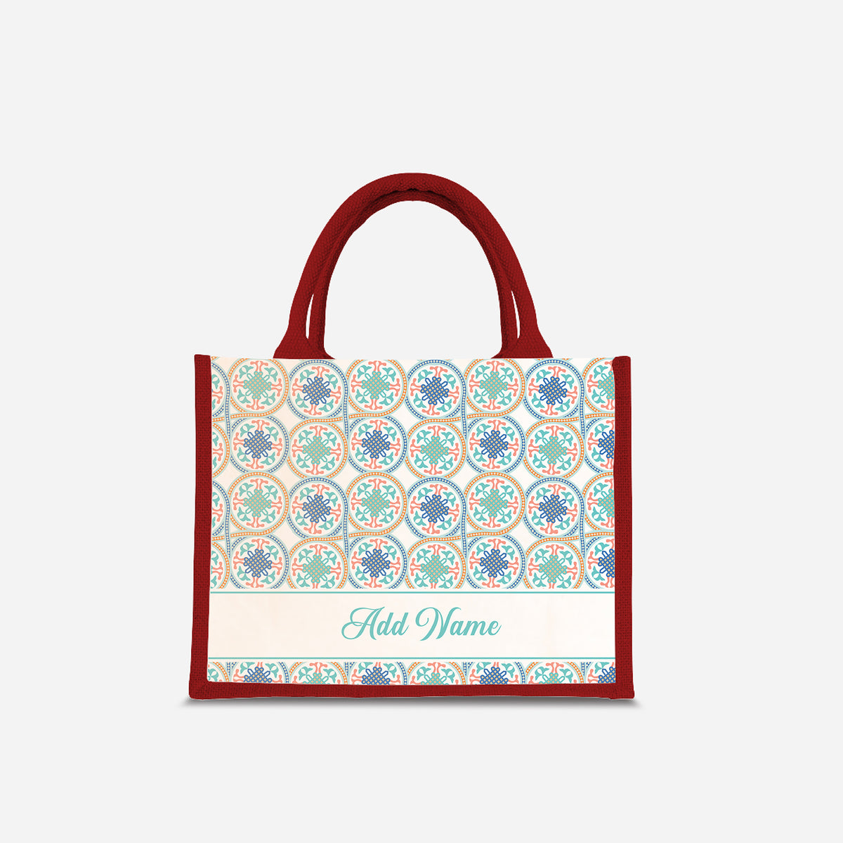 Moroccan Series Half Lining Small Jute Bag - Chahid Red