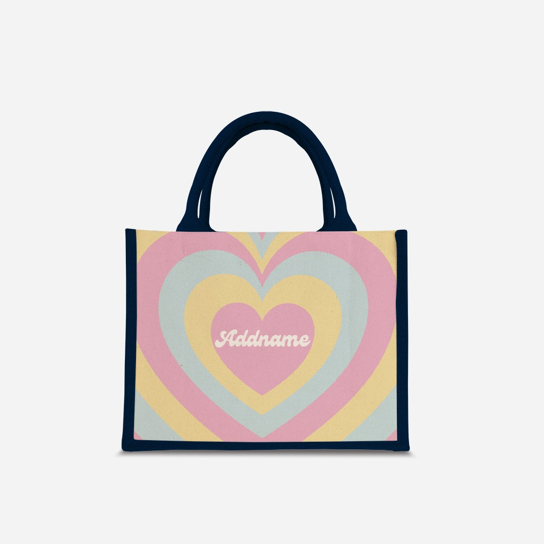 Affection Series Half Lining Small Jute Bag - Bubblegum Navy