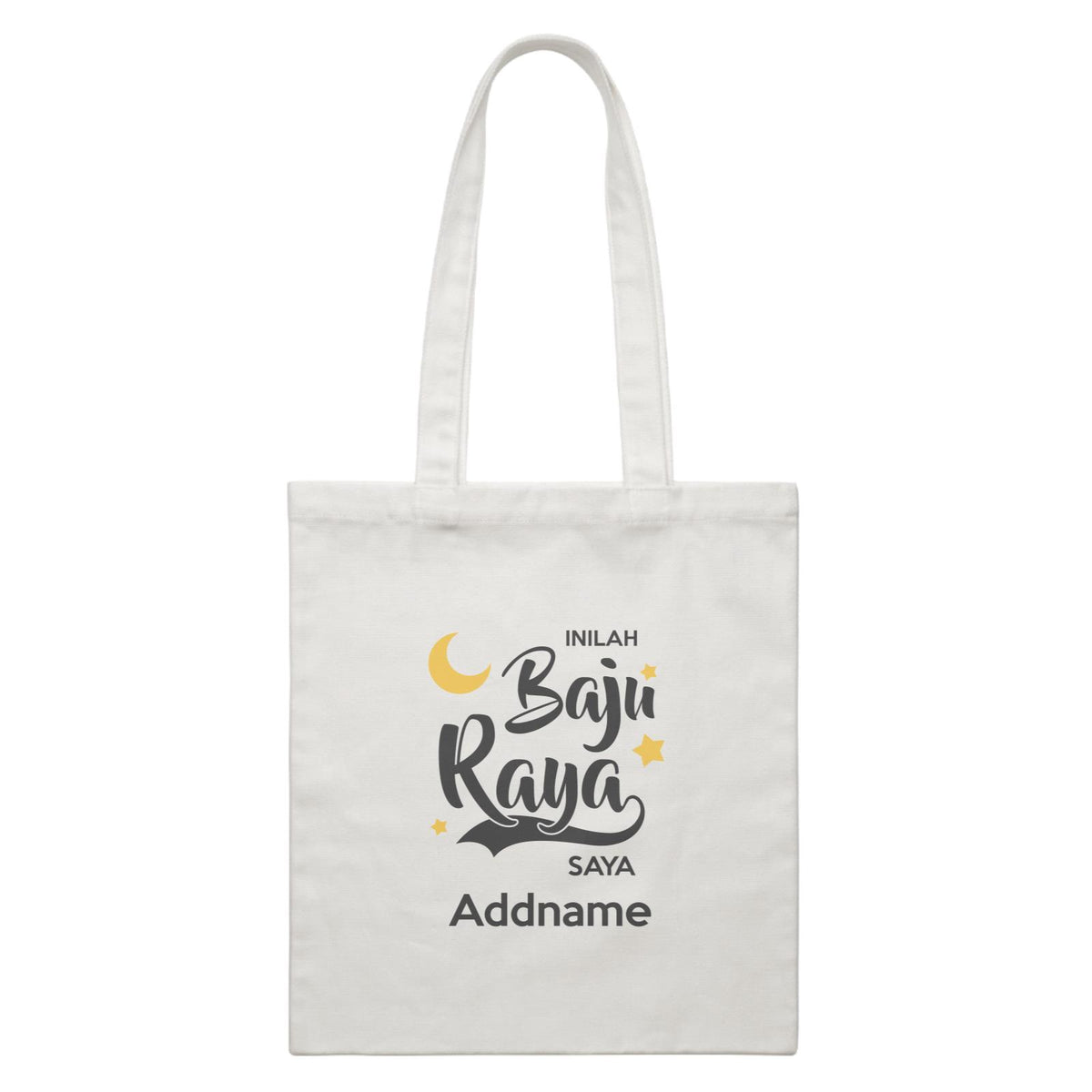 Raya Typography Inilah baju Raya Saya Addname White Canvas Bag